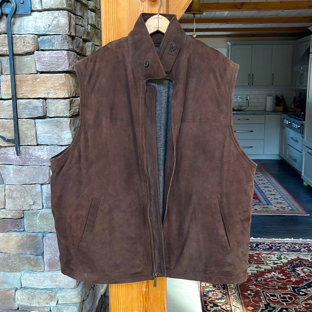 Brooks Brothers, leader vest, brown with wool lining , XL